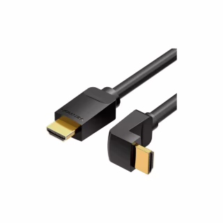 Кабель мультимедийный HDMI M to HDMI M 1.5m V2.0 4K60Hz 90° corner PVC black Vention (AARBG)