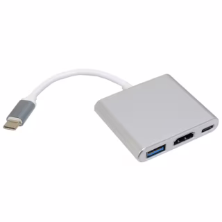 Концентратор Patron USB-C to HDMI + USB 3.0 + USB-C 0.1m silver (ADAPT-PN-TYPE-C-HUB)