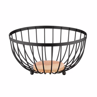 Фруктовниця Ardesto Midori 25х25х13см, метал, дерево, чорний (AR0904B)