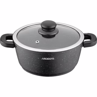 Каструля Ardesto Gemini Anzio скляна кришка 20 см 2,5 л чорна (AR2420GE)
