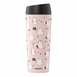 Термокружка Ardesto Coffee Time Animals Cats 450мл, нержавіюча сталь, коричневий (AR2645FC)