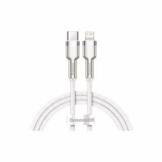 Дата кабель USB-C to Lightning 2.0m Cafule Metal PD 20W white Baseus (CATLJK-B02)