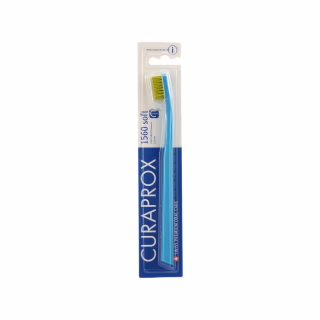 Зубна щітка Curaprox CS 1560 Soft М'яка D 0.15 мм Блакитна із салатовою щетиною (CS 1560-02)