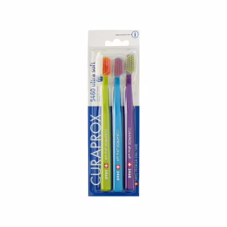 Зубная щетка Curaprox CS 5460 Ultra Soft Ультрамягкая Салатовая + Синяя + Фиолетовая 3 шт. (CS 5460/3-03)