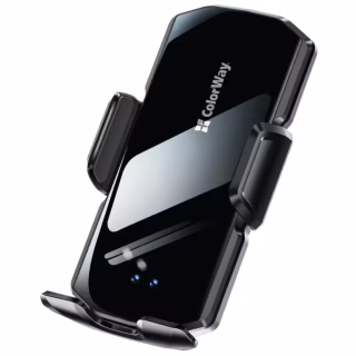 Универсальный автодержатель ColorWay FlameGrip, автозажим, Wireless Charger 15W Black (CW-CHAW070Q-BK)