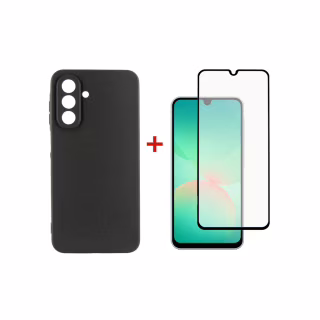 Чехол для мобильного телефона Dengos Kit Samsung Galaxy A26 Carbon + glass (Black) (DG-KM-137)