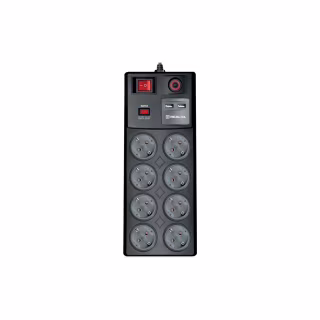 Мережевий фільтр живлення REAL-EL RS-8F USB CHARGE 3m, black (EL122300004)