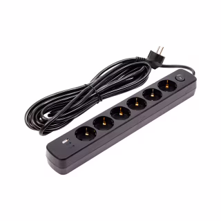 Сетевой фильтр питания PowerPlant 7м, 6 розеток,USB, Type-C (YS-N6086/7c) (EX610686)