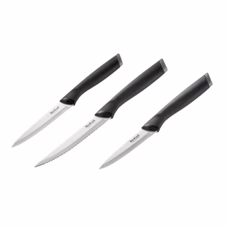 Набір ножів Tefal Essential 3шт, нержавіюча сталь, пластик, чорний (K2219455)