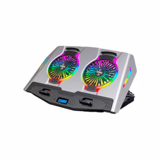 Підставка до ноутбука IceCoorel 10-18", 2*125mm 1400 RPM, 2*USB, + LCD display, 461x298x52mm, Silver (N9S)