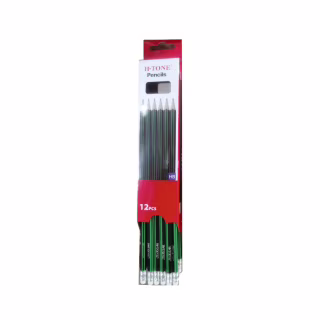 Олівець графітний H-Tone НВ, з гумкою, чорний із зеленим, уп. 12 шт (PENCIL-HT-JJ30128)