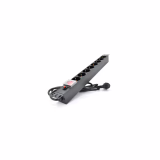 Силовий блок 19" 8 розеток, кабель 1.8м, вимикач, алюм. корпус PiPo (PP8PDUBTGR)