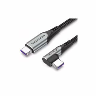 Дата кабель USB-C to USB-C 1.0m 5A 90° corner aluminum gray Vention (TAKHF)