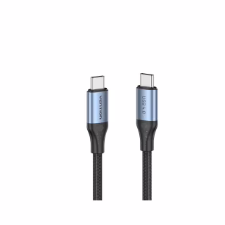 Дата кабель USB-C to USB-C 1.0m Thunderbolt 4 240W (50V/5A) 8K60Hz Gray Aluminum Alloy Vention (TAVHF)
