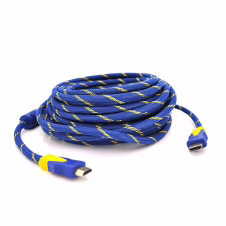 Кабель мультимедийный HDMI M to HDMI M 10.0m V1.4 blue/gold Merlion (YT-HDMI(M)/(M)NY/BL-10m)