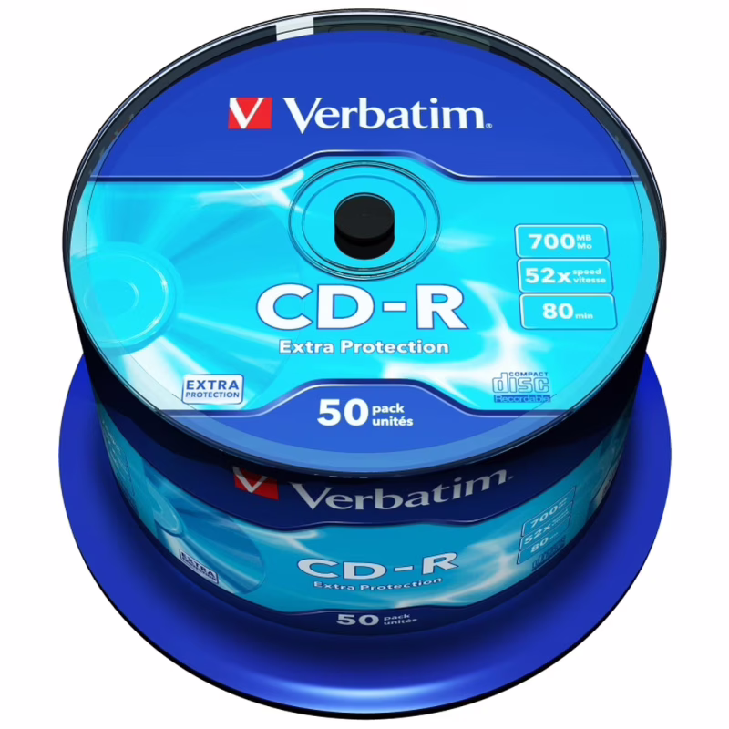 Диск CD Verbatim CD-R 700Mb 52x Cake box 50 Extra (43351)