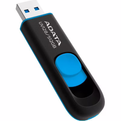 USB флеш накопичувач ADATA 512GB AUV 128 Black/Blue USB 3.2 (AUV128-512G-RBE)