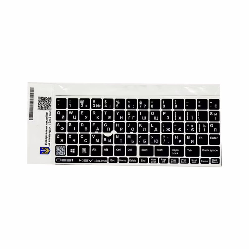 Наклейка на клавиатуру BestKey непрозрачная чорная, 76, белый (BKU13WHI/015)