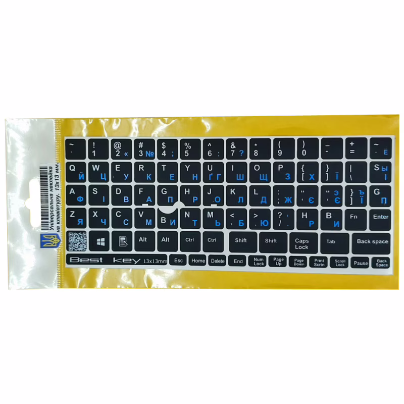 Наклейка на клавіатуру BestKey непрозора чорна, 76, синій (BKU13BLU/013)