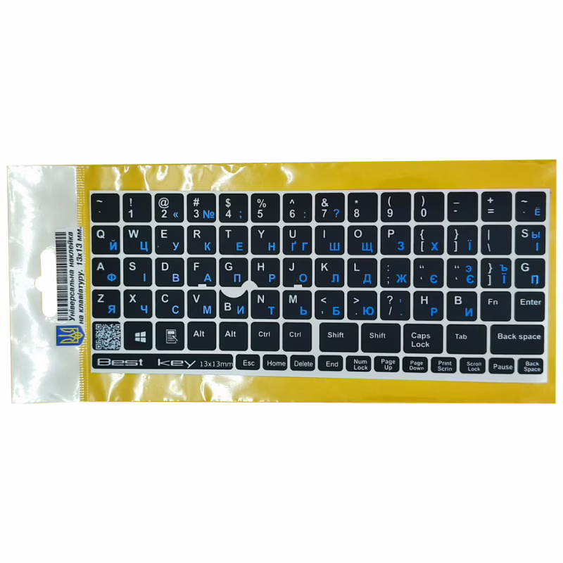 Наклейка на клавиатуру BestKey непрозрачная чорная, 76, синий (BKU13BLU/013)