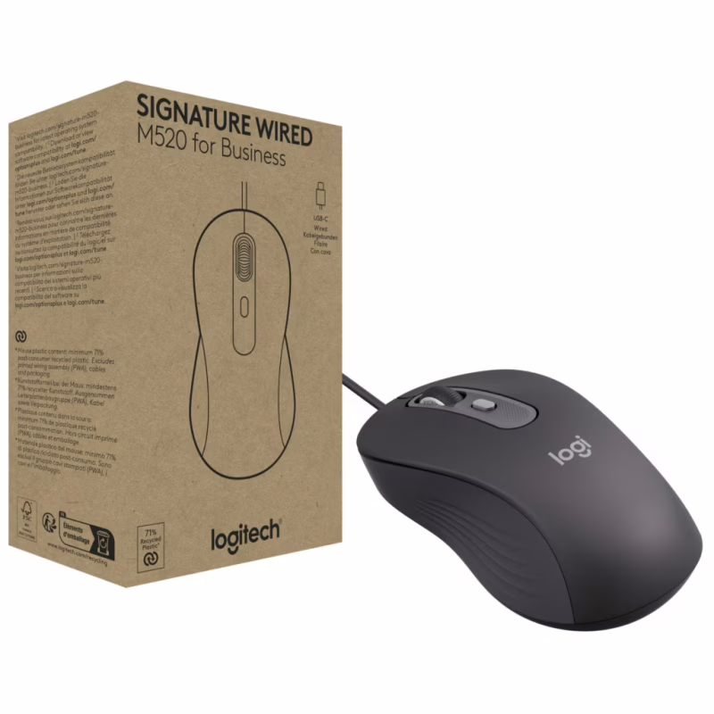 Мышка Logitech Signature M520 for Business USB-C Graphite (910-007511)
