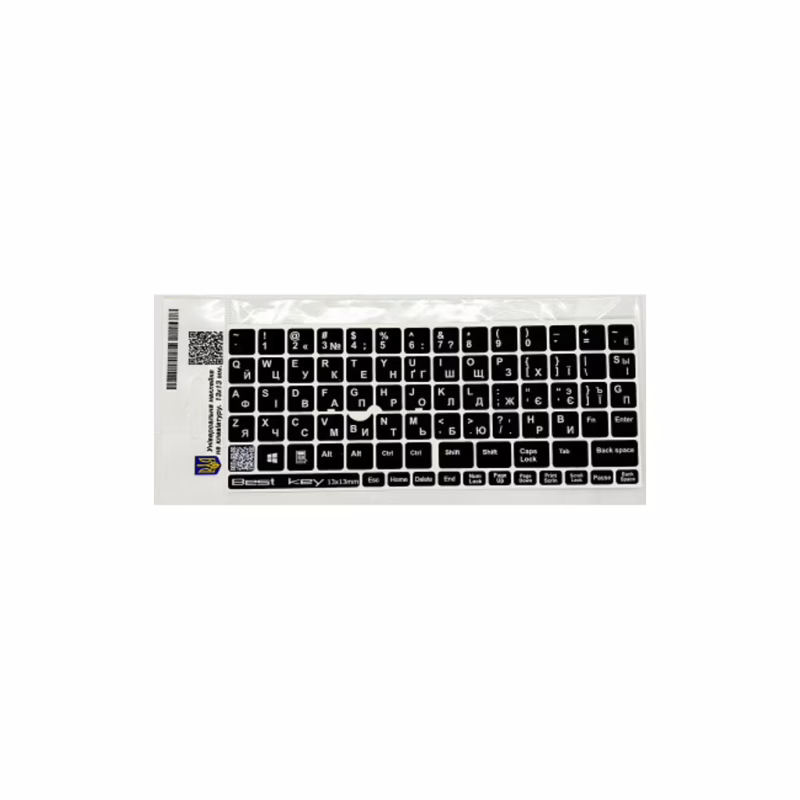 Наклейка на клавиатуру BestKey непрозрачная чорная, 76, серебристый (BKU13SIL/011)