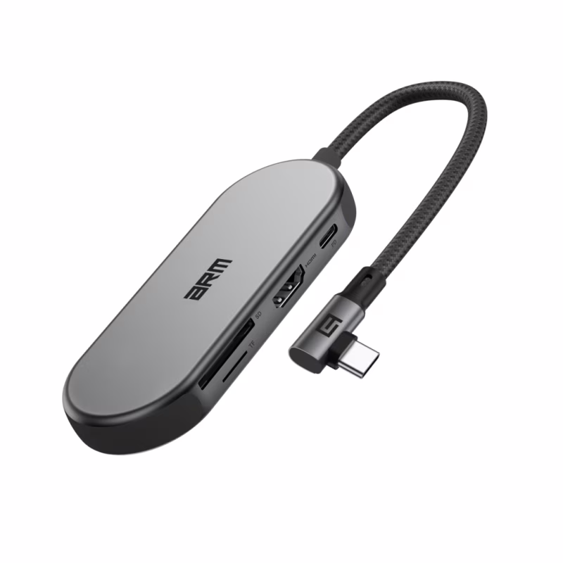 Концентратор Armorstandart Angle USB-C to HDMI 4K, RJ45, PD, 2USB, SD, microSD Grey (ARM86022)