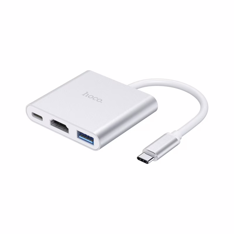 Концентратор HOCO USB-C to USB3.0+HDMI+PD HB14 Silver (6931474725790)