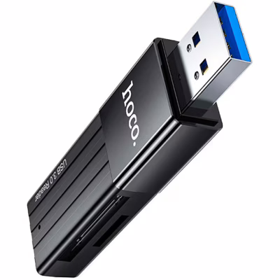 Зчитувач флеш-карт HOCO USB3.0 to microSD, microSDHC, microSDXC, SD, SDHC, SDXC, HB20 Black (6931474735218)