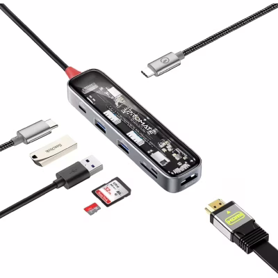Концентратор Promate USB-C 7-in-1 Promate transhub-lite (transhub-lite)