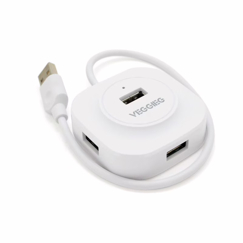 Концентратор VEGGIEG USB 2.0 to 4xUSB 0.3m white (V-U2407)