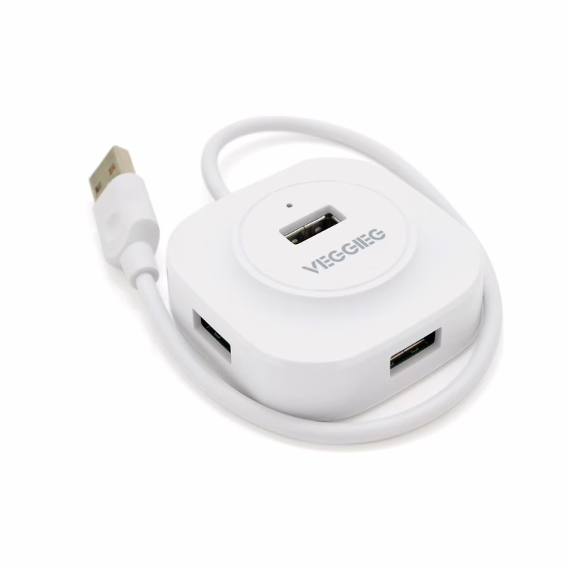 Концентратор VEGGIEG USB 2.0 to 4xUSB 0.3m white (V-U2407)