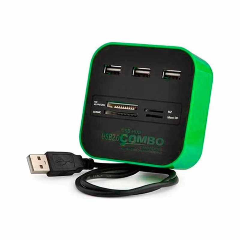 Концентратор Voltronic USB 2.0 to 3xUSB 2.0 + SD/MMC/TF/M2 green/black (CUB3-GB)