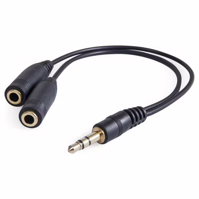Кабель мультимедійний 3.5mm M to 2x3.5mm F 0.2m (4pin) Defender (63001)