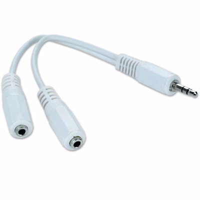 Кабель мультимедийный 3.5mm M to 2x3.5mm F 0.1m white Cablexpert (CCA-415W)