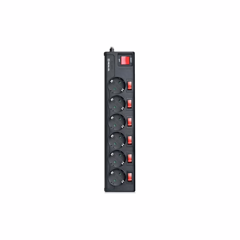 Сетевой фильтр питания REAL-EL RS-6 EXTRA 3m, black (EL122300002)