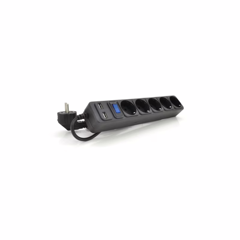 Мережевий фільтр живлення Merlion 5 розеток, 1,8 м + 2*USB (B518U)