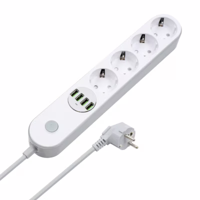 Мережевий фільтр живлення ColorWay CW-CHE44W, 4 розетки/4USB White 2M (CW-CHE44W)