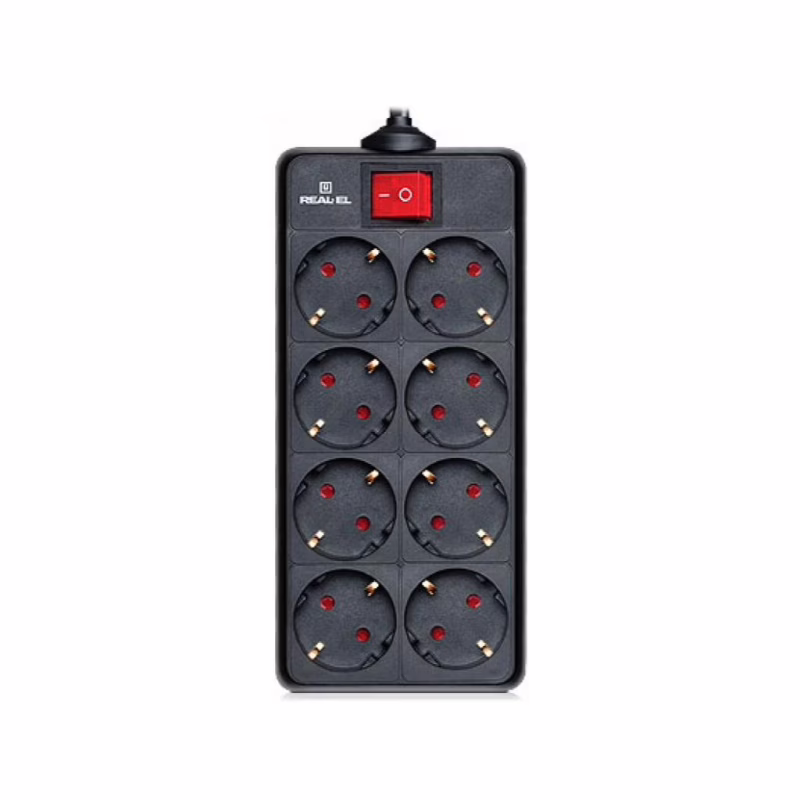 Мережевий фільтр живлення REAL-EL REAL-EL RS-8 PROTECT, 3m, black (EL122300022)