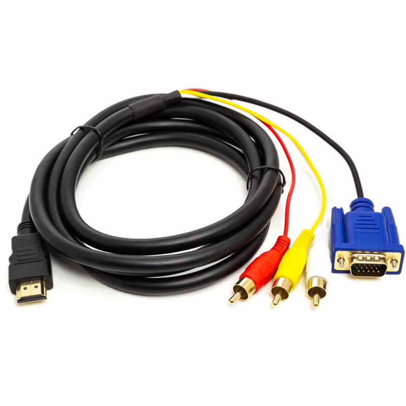 Кабель мультимедійний HDMI M to VGA M + 3xRCA M 1.0m 1080p PowerPlant (CA912018)