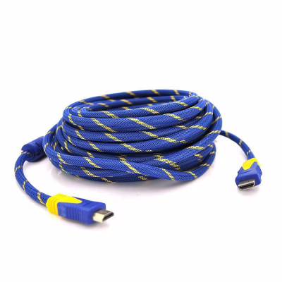 Кабель мультимедійний HDMI M to HDMI M 10.0m V1.4 blue/gold Merlion (YT-HDMI(M)/(M)NY/BL-10m)
