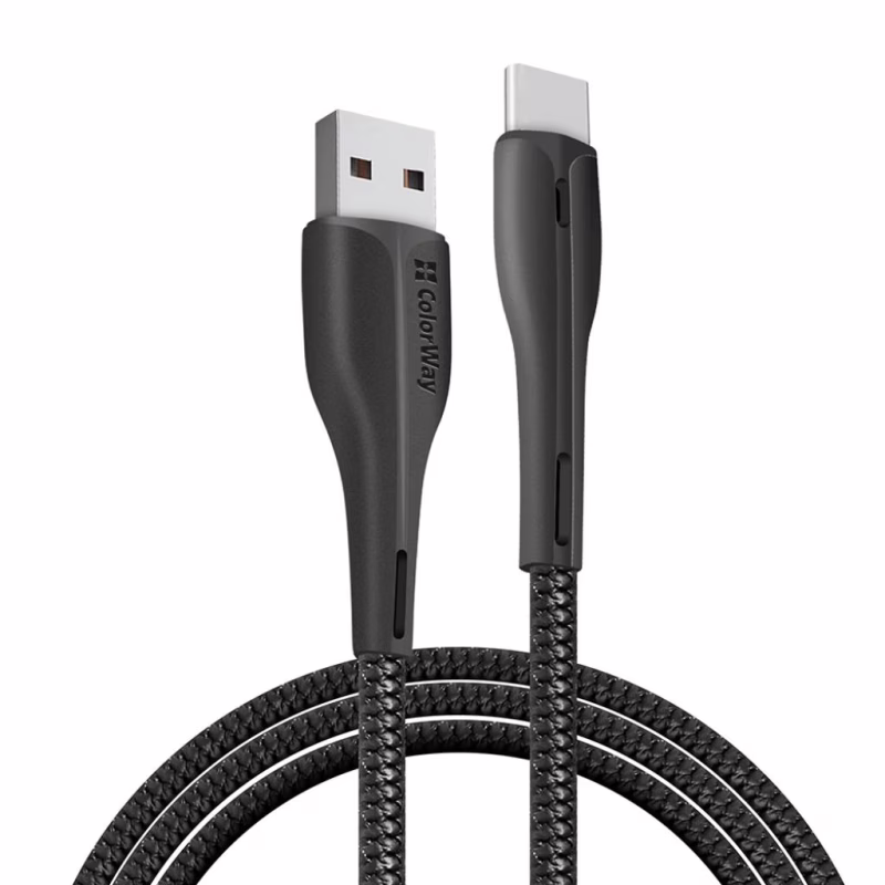 Дата кабель USB 2.0 AM to USB-C 1.0m led black ColorWay (CW-CBUC034-BK)