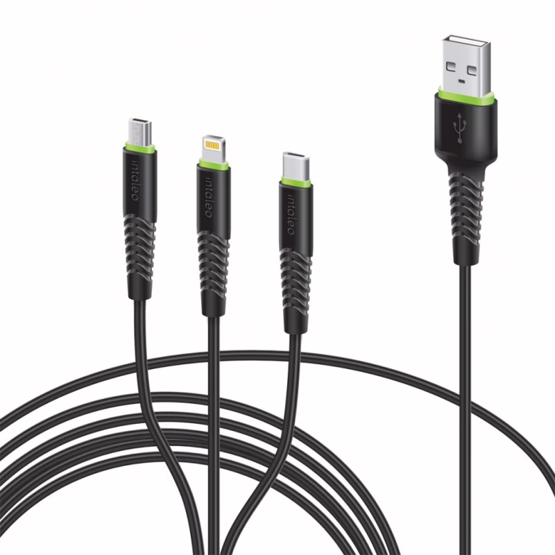 Дата кабель USB 2.0 AM to Lightning + Micro 5P + USB-C 1.4m CBFLEXU1 bl Intaleo (1283126487521)