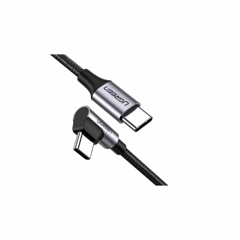 Дата кабель USB-C to USB-C 1.0m 3A 90° corner US255 gray/black Ugreen (50123)