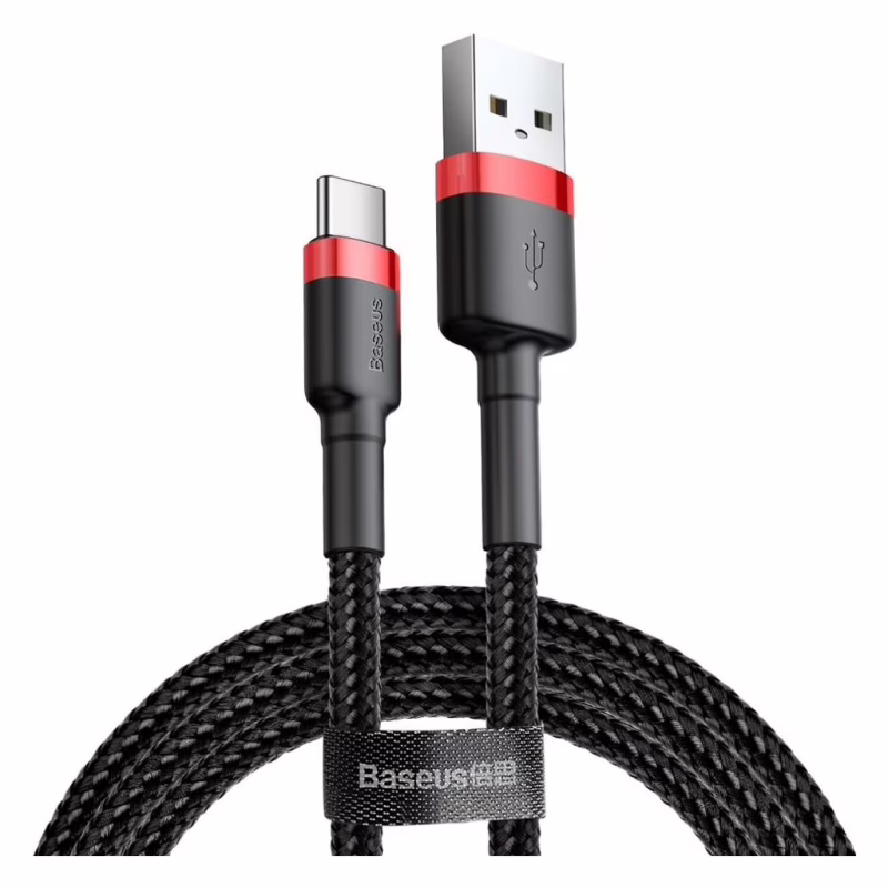 Дата кабель USB 2.0 AM to USB-C 3.0m 2A red-black Baseus (CATKLF-U91)