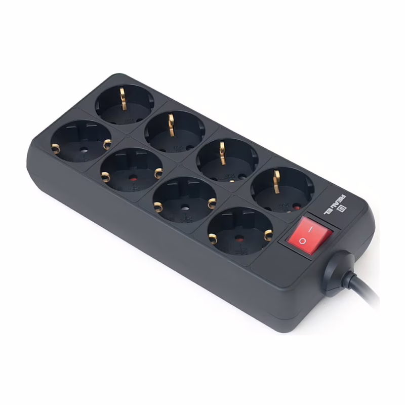 Сетевой фильтр питания REAL-EL RS-8 Protect 5m, black (EL122300024)