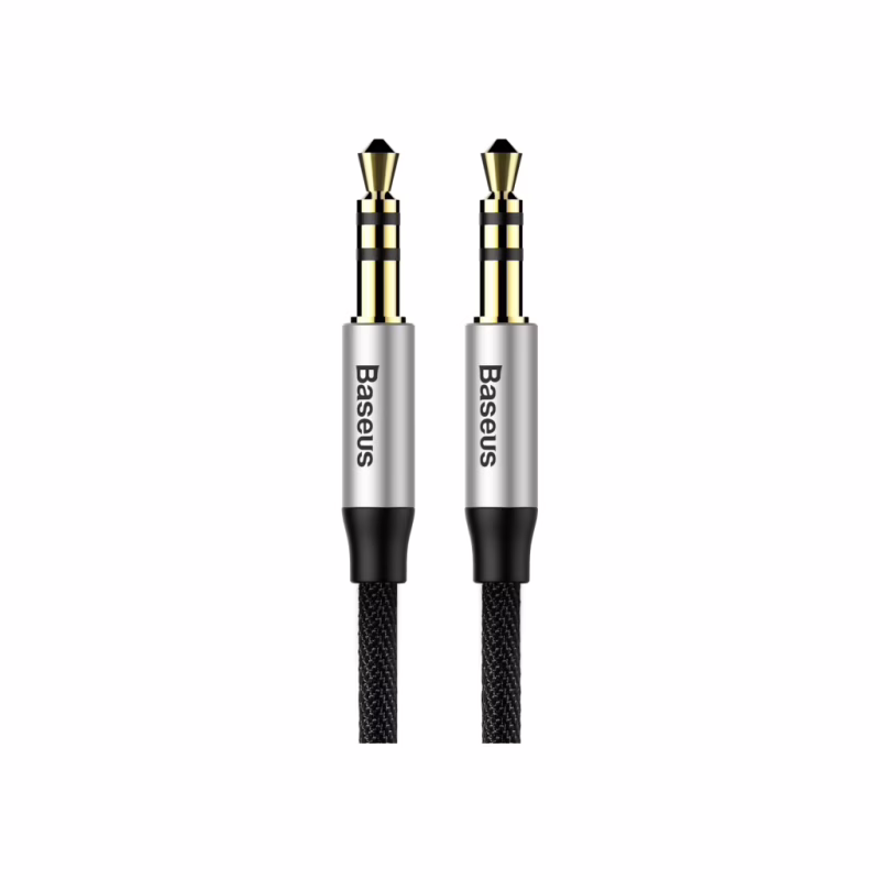 Кабель мультимедийный 3.5mm M to 3.5mm M 1.5m silver-black Baseus (CAM30-CS1)