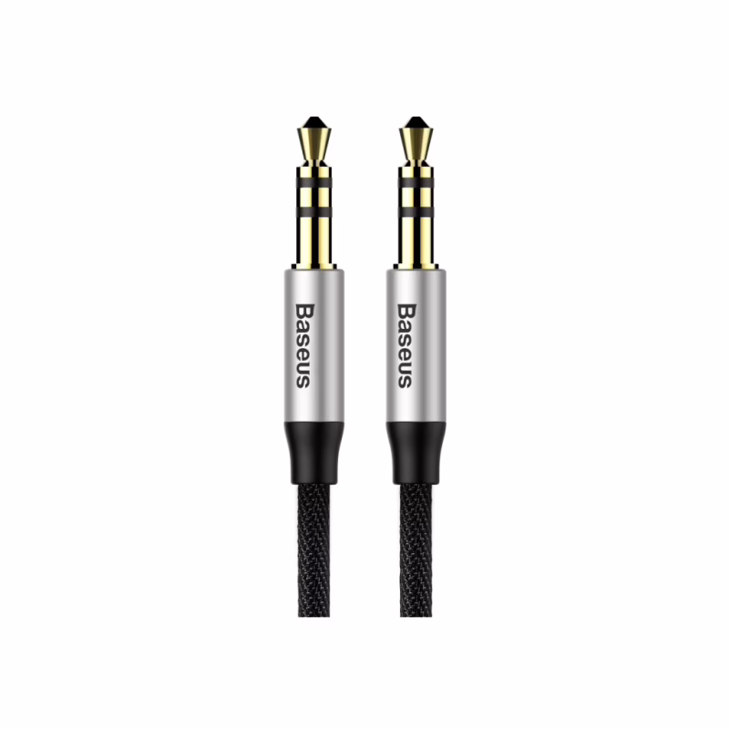 Кабель мультимедийный 3.5mm M to 3.5mm M 1.0m silver-black Baseus (CAM30-BS1)