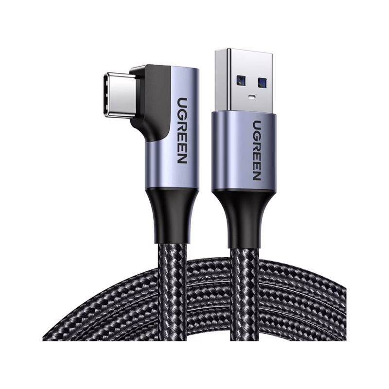 Дата кабель USB 3.0 AM to USB-C 1.0m 60W US385 90° Black Ugreen (20299)