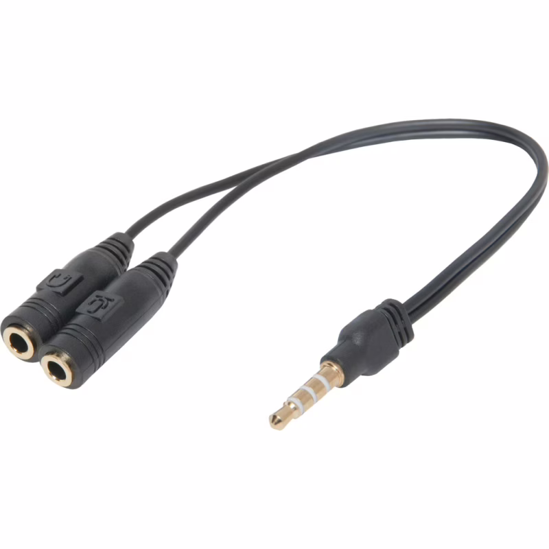 Переходник Jack 3.5mm M 4pin to 2 Jack 3.5mm F (Audio+MIC) Headset Jack Defender (63012)